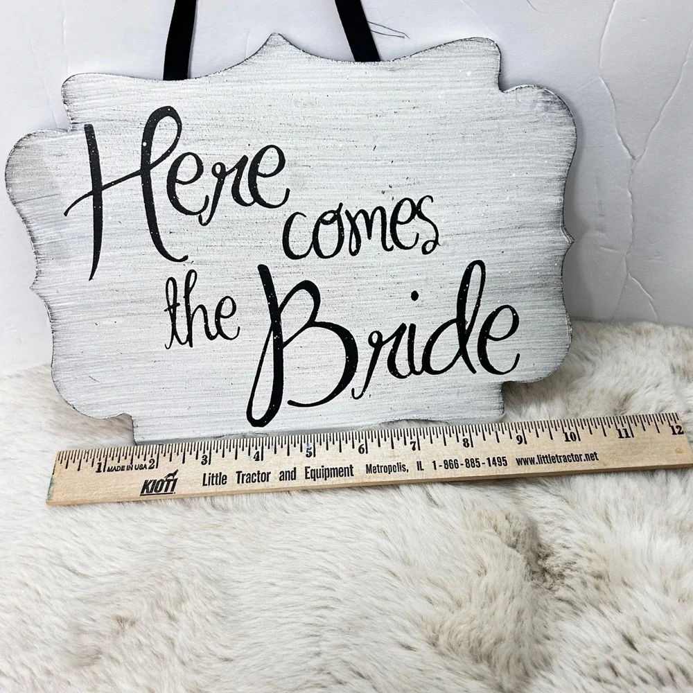 Studio His and‎ Hers Here Comes The Bride Wedding Decorative Wood Plaque Sign